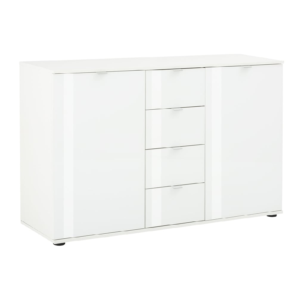 Palmer Wooden Sideboard With White Gloss Fronts In Matt White