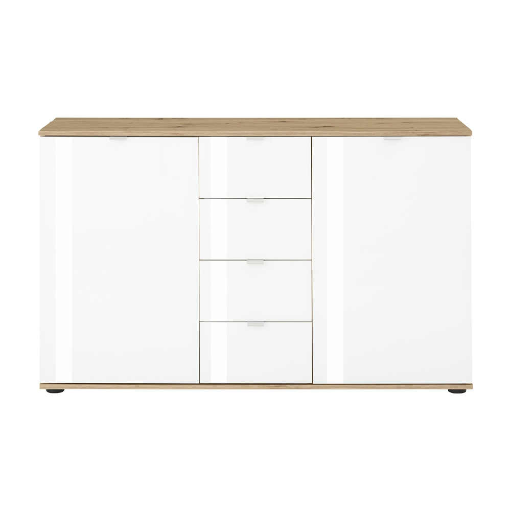 Palmer Wooden Sideboard With White Gloss Fronts In Pine
