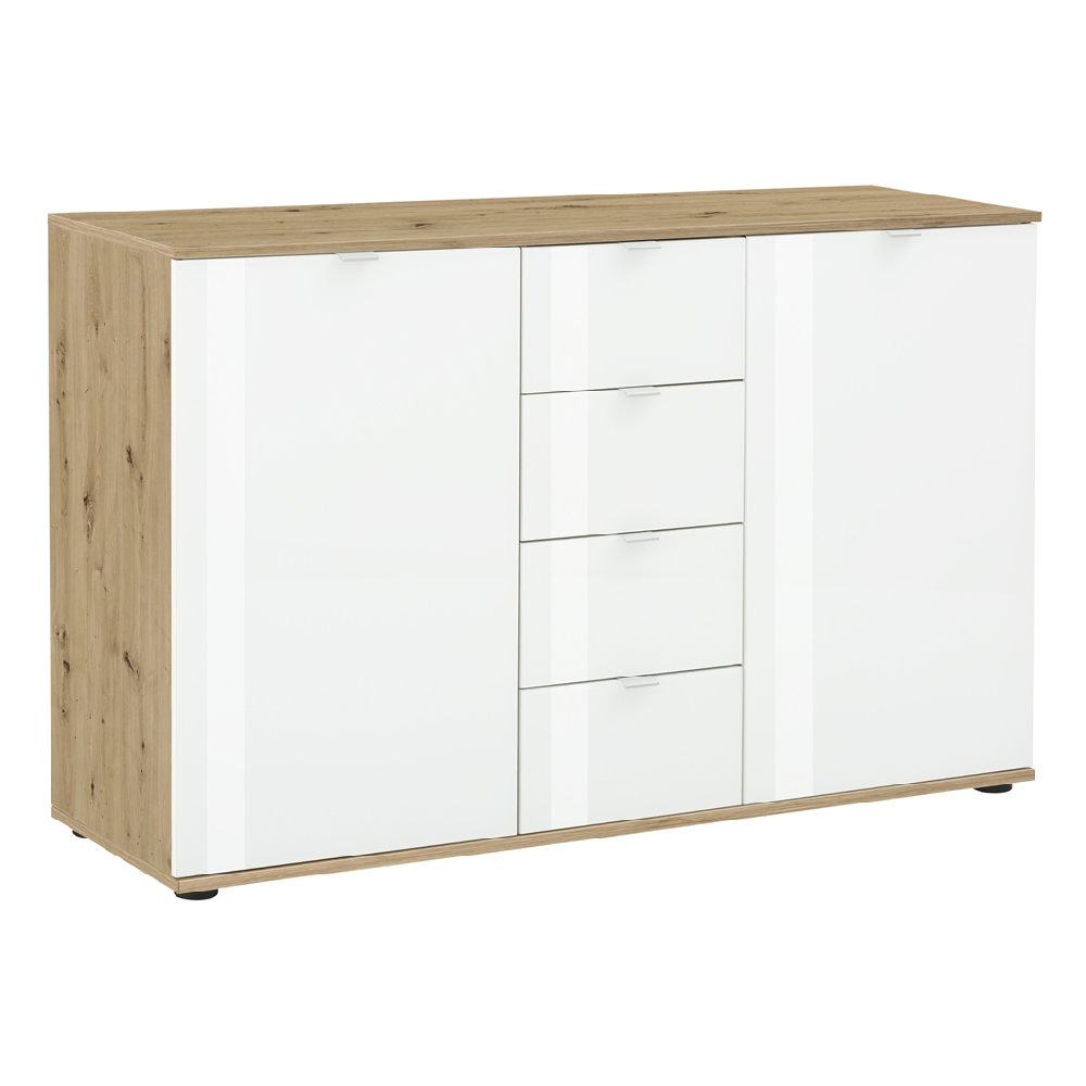 Palmer Wooden Sideboard With White Gloss Fronts In Pine