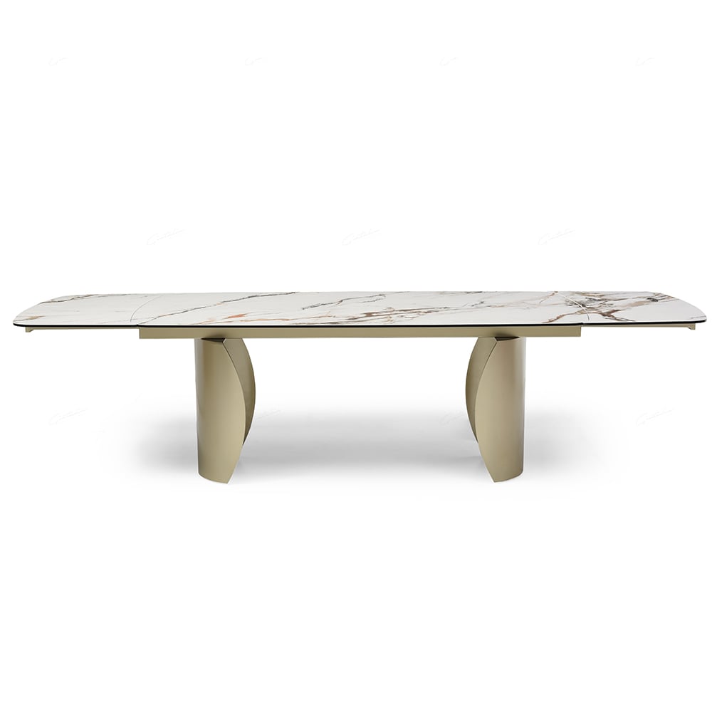 Palmerton Ceramic Marble Extending Dining Table In Matt White