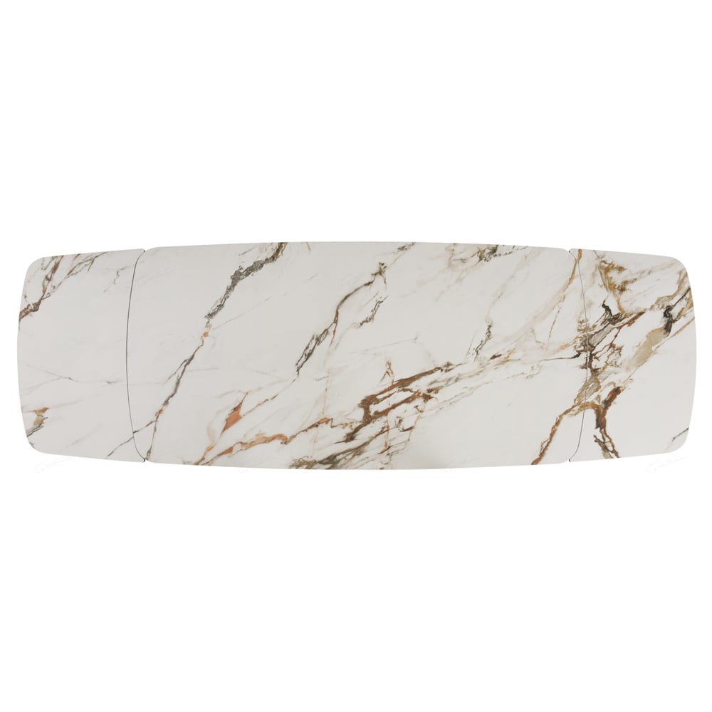 Palmerton Ceramic Marble Extending Dining Table In Matt White