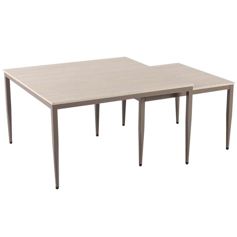 Palmerton Ceramic Square Nesting Coffee Tables In Matt Latte