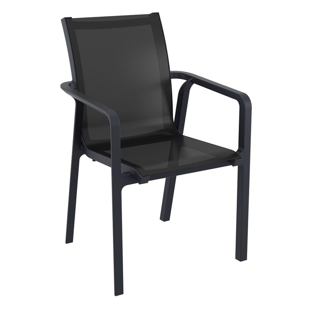 Palmetto Fabric Outdoor Armchair in Black