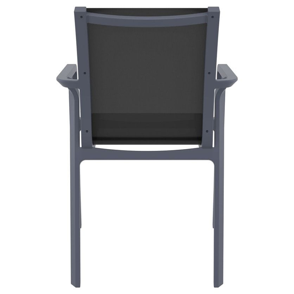 Palmetto Fabric Outdoor Armchair In Dark Grey And Black