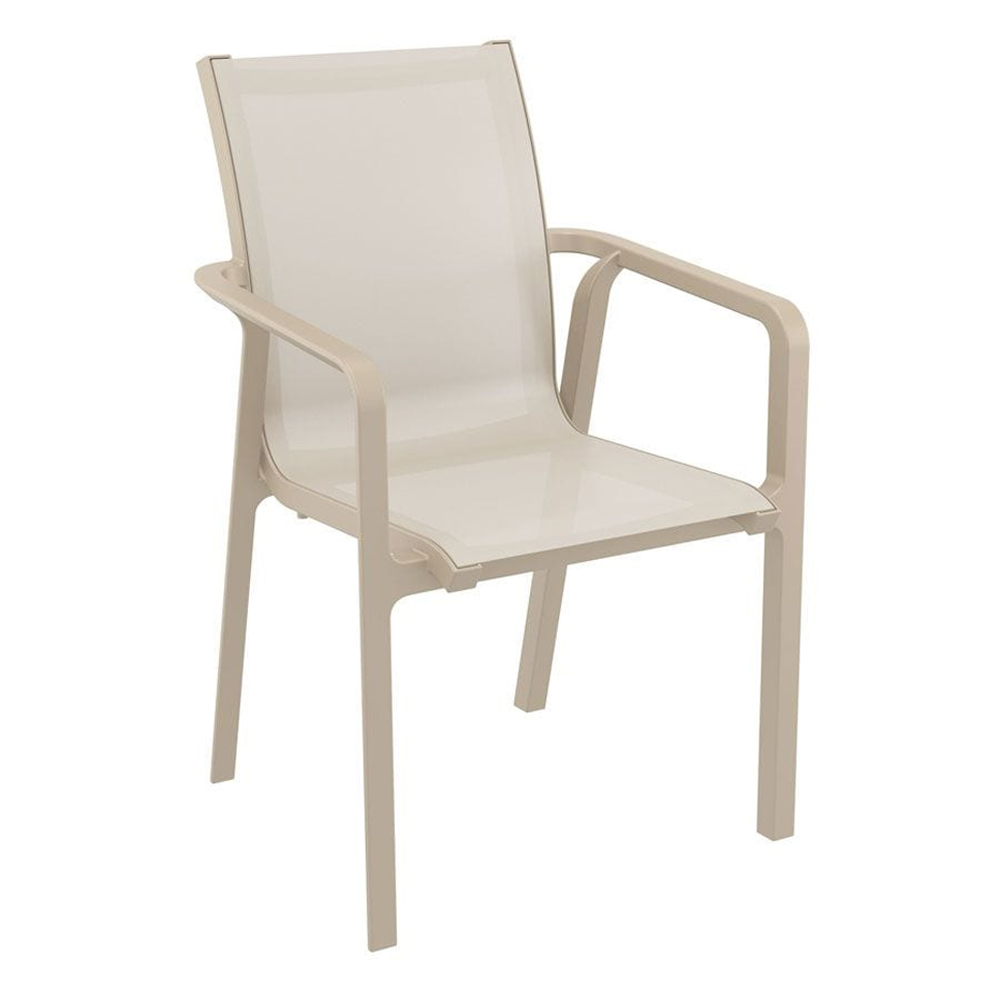 Palmetto Fabric Outdoor Armchair in Taupe