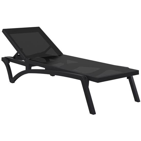 Palmont Synthetic Fabric Sun Lounger In Black
