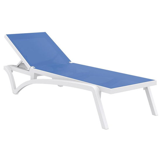 Palmont Synthetic Fabric Sun Lounger In Blue And White