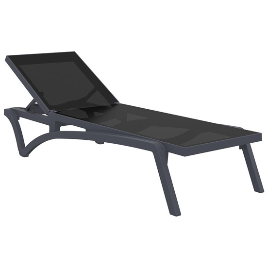 Product photograph of Palmont Synthetic Fabric Sun Lounger In Dark Grey And Black from Furniture in Fashion