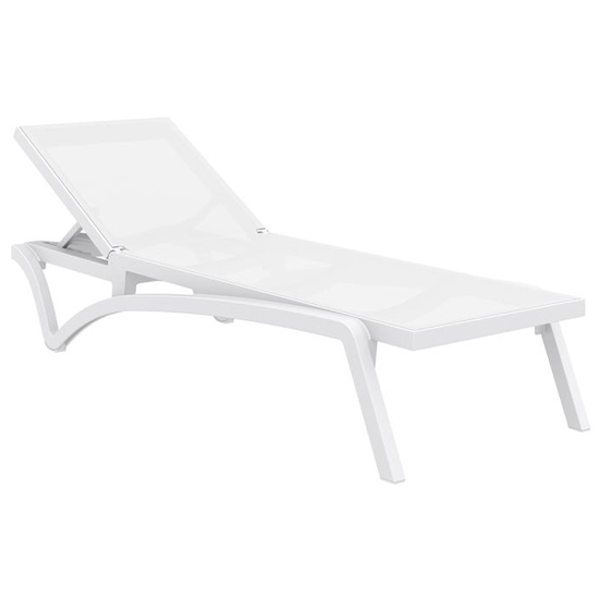 Product photograph of Palmont Synthetic Fabric Sun Lounger In White from Furniture in Fashion