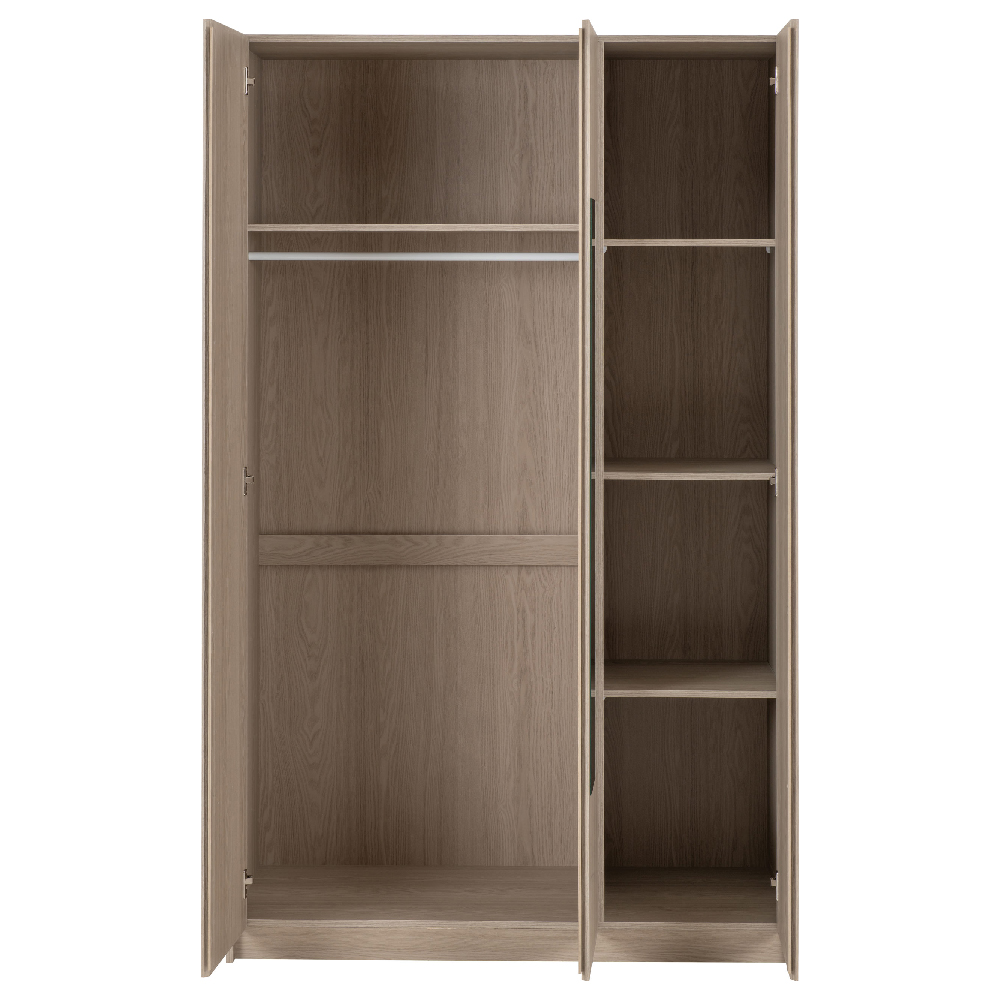 Palmyra Mirrored Wardrobe With 3 Doors In Smoked Ash