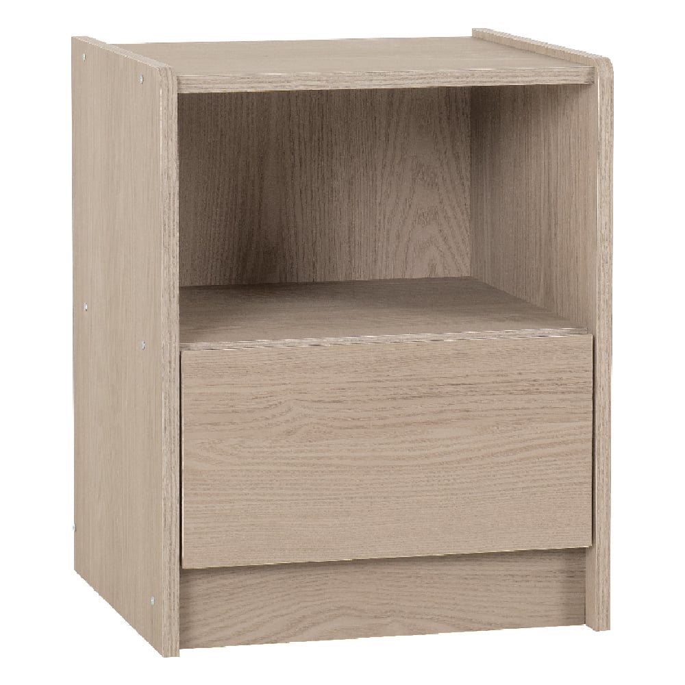 Palmyra Wooden Bedside Cabinet With 1 Drawer In Smoked Ash