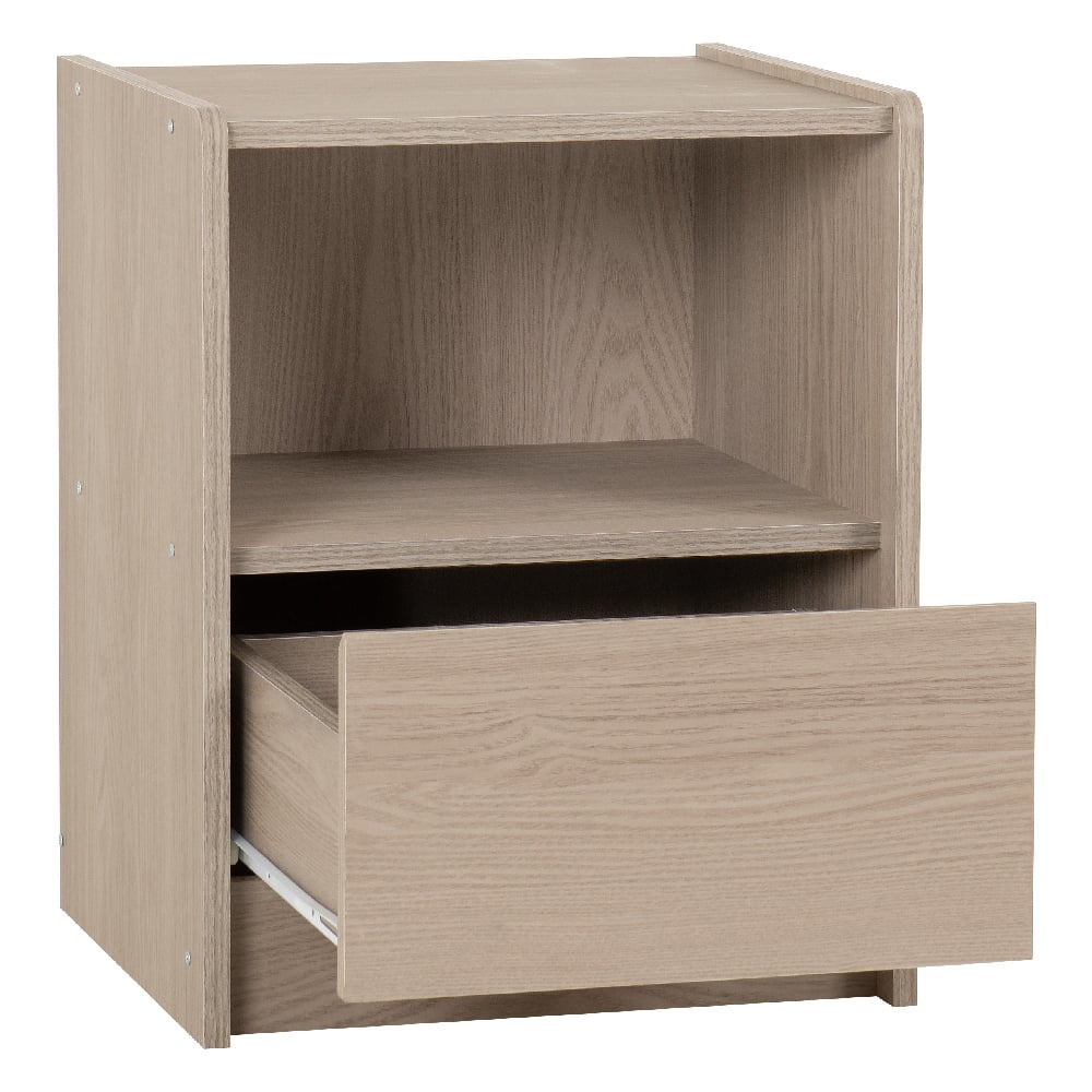 Palmyra Wooden Bedside Cabinet With 1 Drawer In Smoked Ash