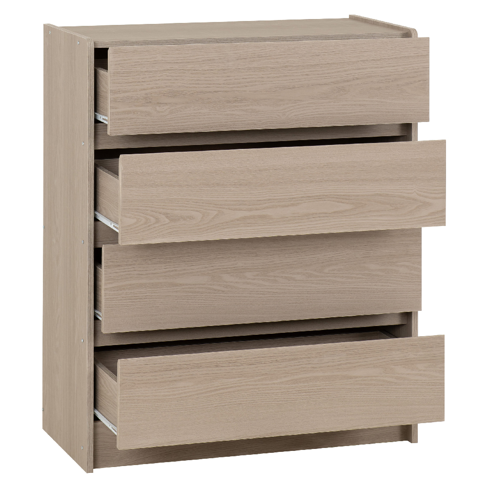 Palmyra Wooden Chest Of 4 Drawers In Smoked Ash