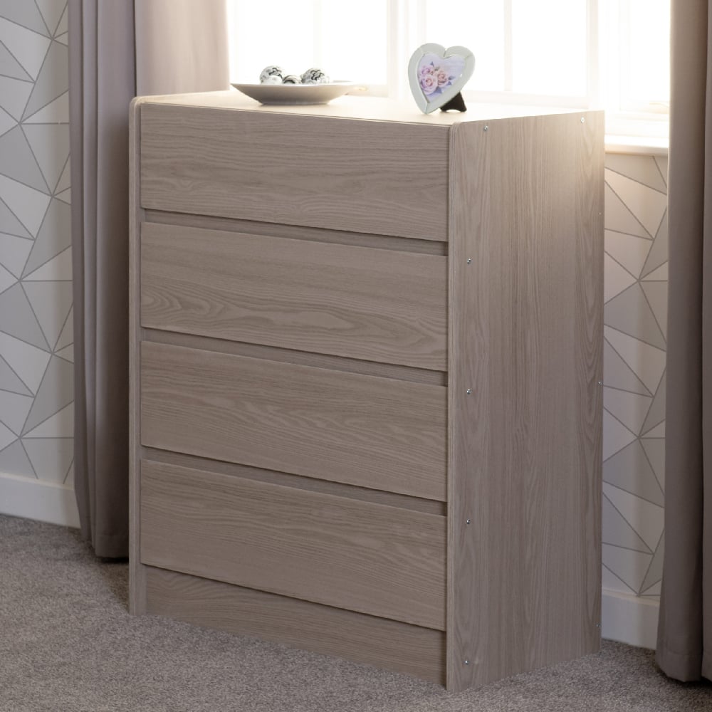 Read more about Palmyra wooden chest of 4 drawers in smoked ash