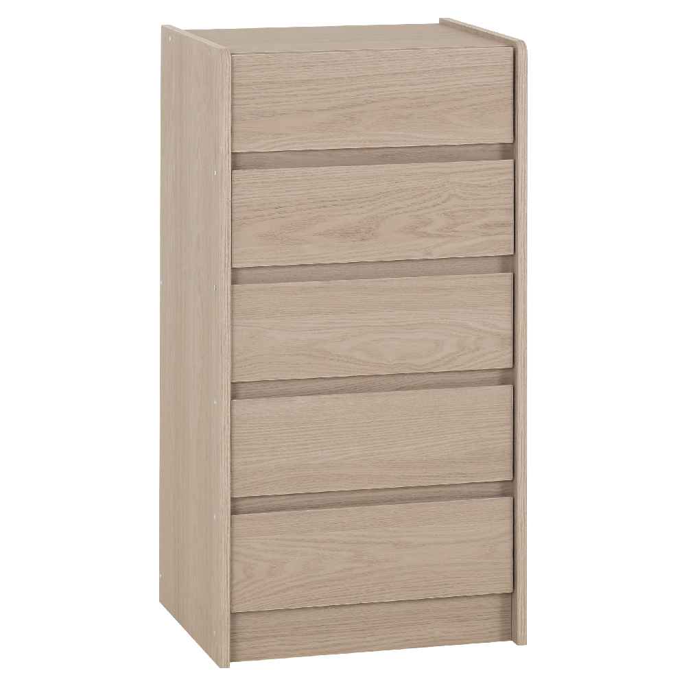Palmyra Wooden Chest Of 5 Drawers In Smoked Ash