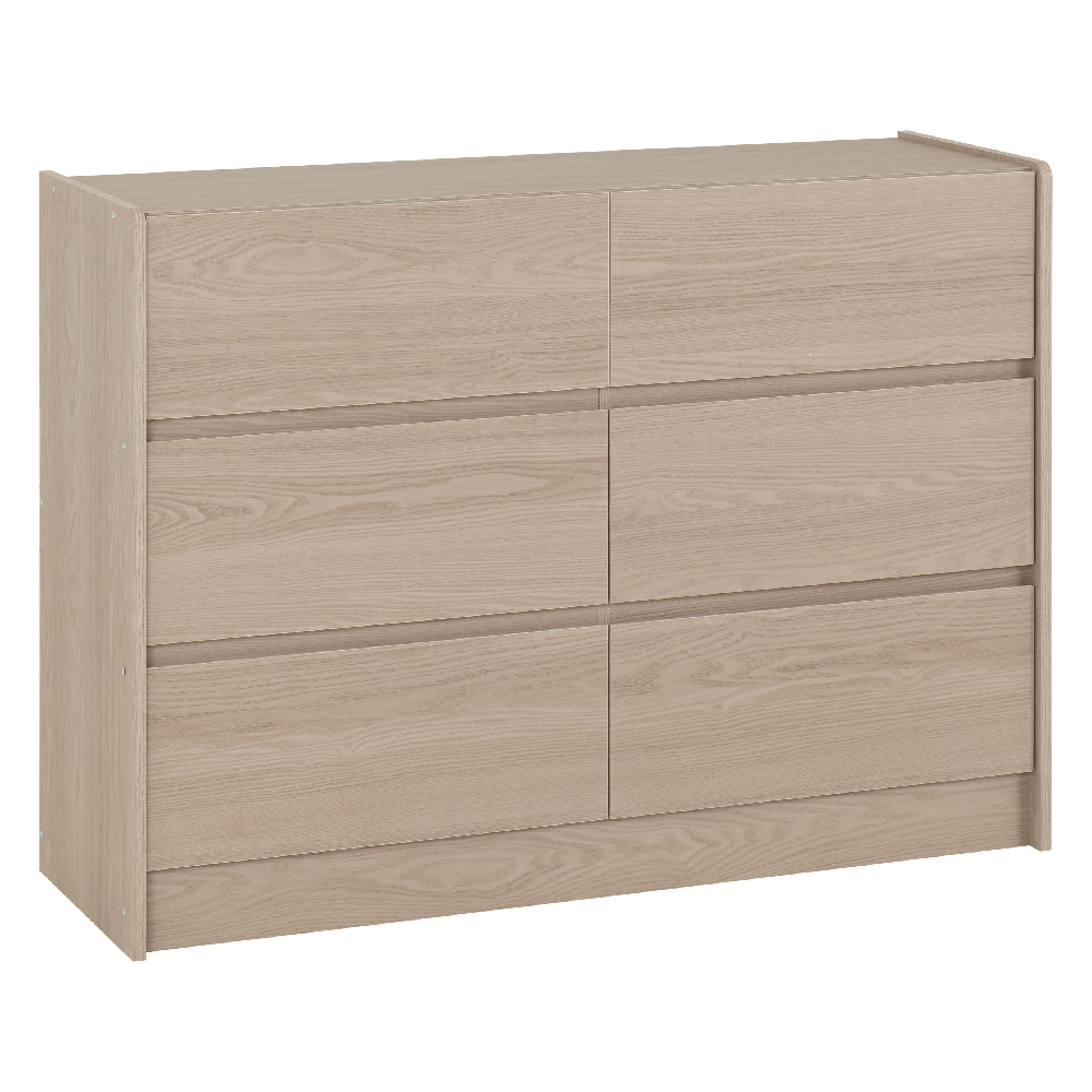 Palmyra Wooden Chest Of 6 Drawers In Smoked Ash
