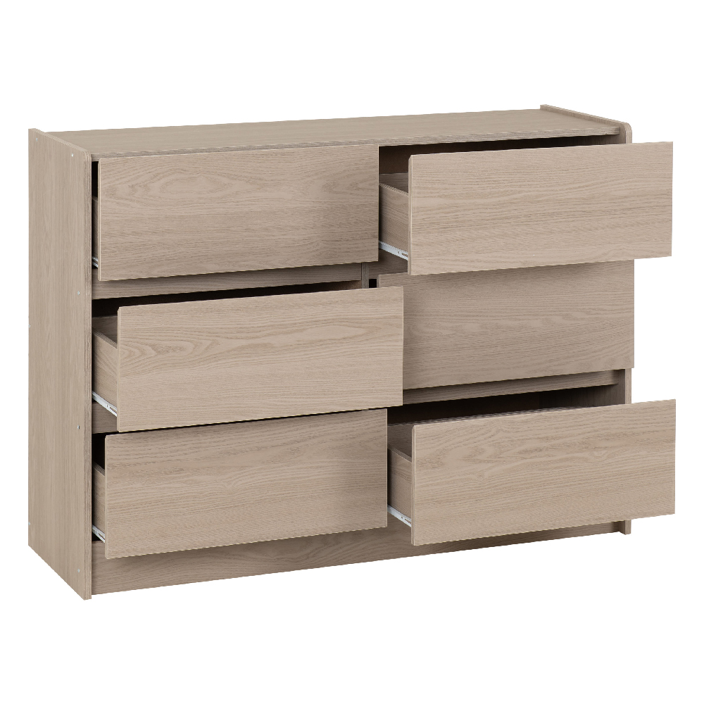 Palmyra Wooden Chest Of 6 Drawers In Smoked Ash