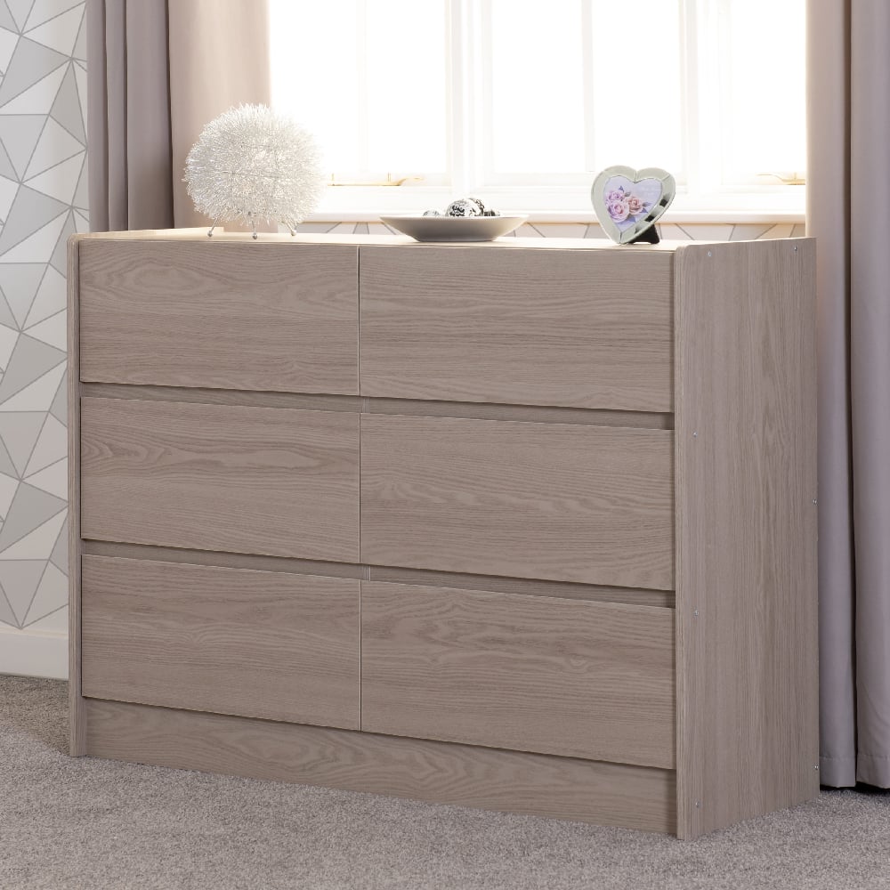 Read more about Palmyra wooden chest of 6 drawers in smoked ash