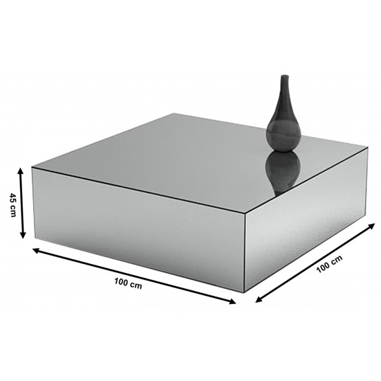 Palo Square Mirrored Wooden Coffee Table In Silver Palo Square Mirrored Wooden Coffee, Mirrored Coffee Table Square
