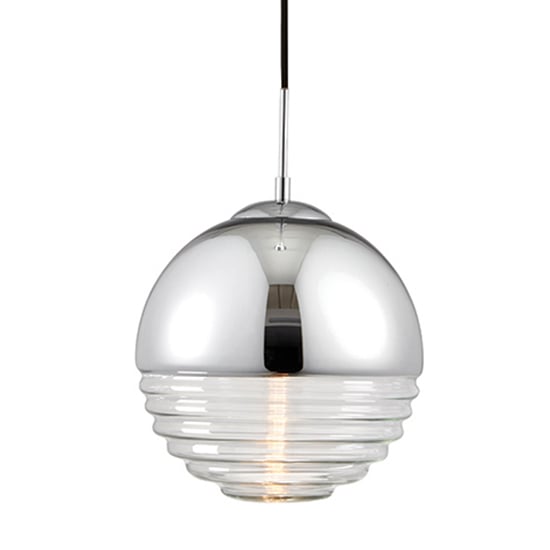 Product photograph of Paloma Clear Ribbed Glass Pendant Light In Polished Chrome from Furniture in Fashion