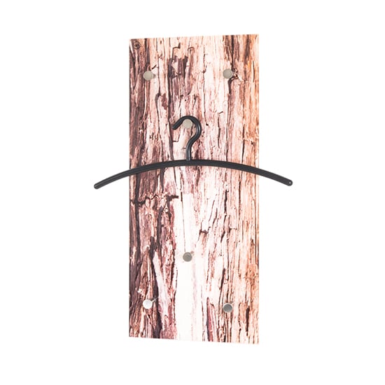 Palos Glass Wall Hung 6 Hooks Coat Rack In Tree Bark Print
