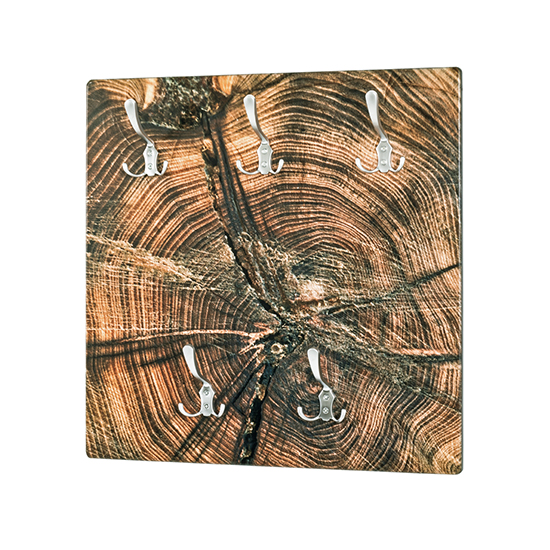 Palos Wooden Wall Hung 5 Hooks Coat Rack In End Grain Print