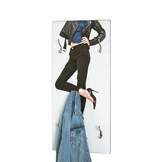 Product photograph of Palos Wooden Wall Hung 5 Hooks Coat Rack In Fashion Print from Furniture in Fashion