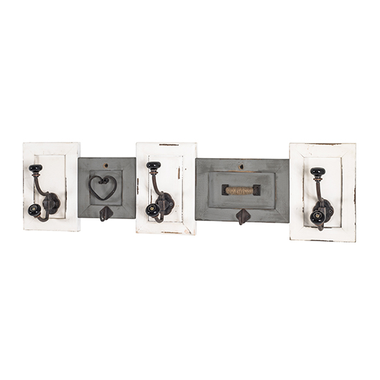Palos Wall Hung 5 Hooks Coat Rack In White Vintage Look_2