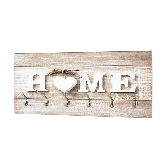 Palos Wooden Wall Hung 6 Hooks Coat Rack In Home Print