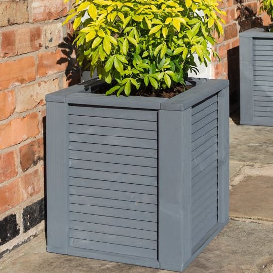 Photo of Palterton square wooden planter in grey