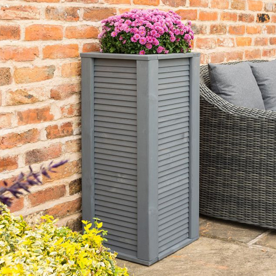 Photo of Palterton tall wooden planter in grey