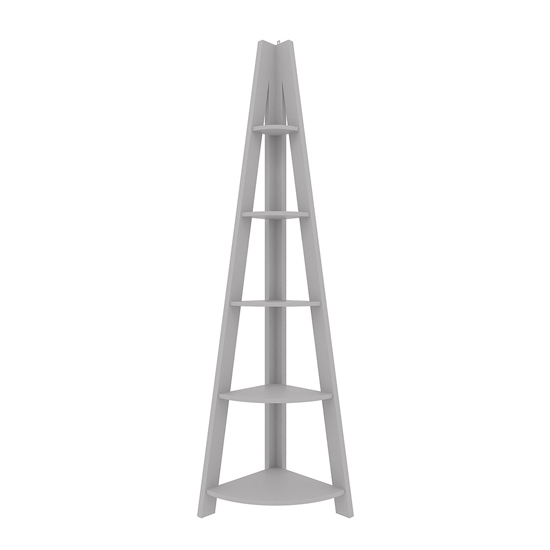 Tarvie Corner Wooden Shelving Unit In Grey With Ladder Style