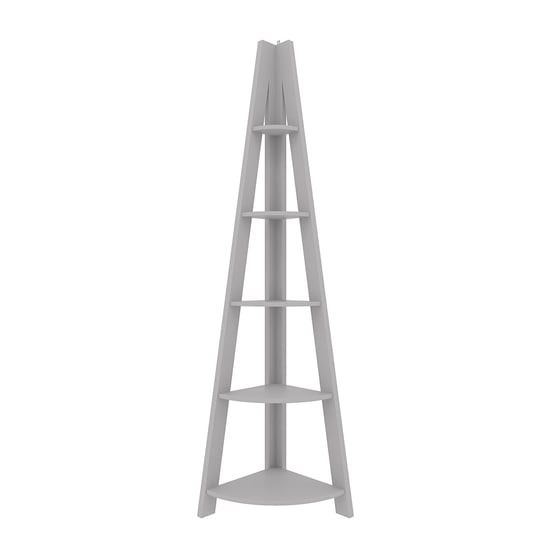 Tarvie Corner Wooden Shelving Unit In Grey With Ladder Style