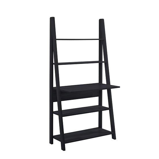 Paltrow Computer Desk In Black With Ladder Style And Shelving Paltrow Computer Desk In Black With