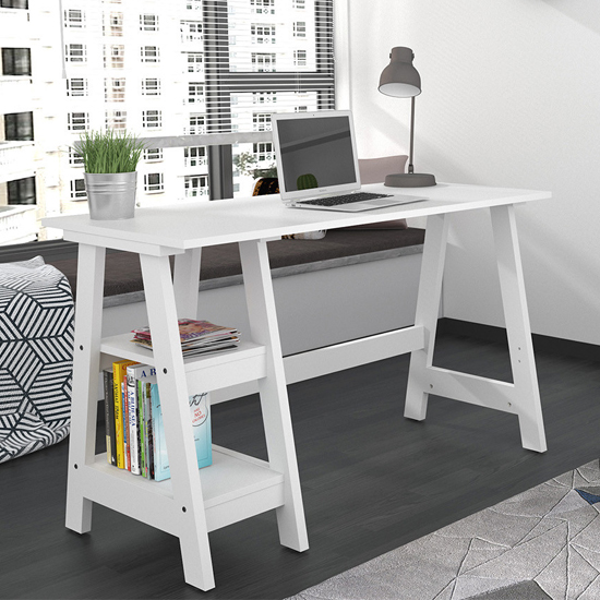 Tarvie Wooden Computer Desk In White Furniture in Fashion