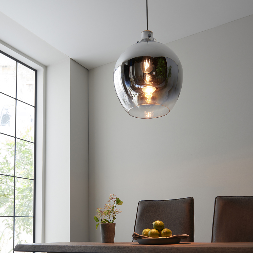 Pampa Glass Pendant Ceiling Light In Chrome
