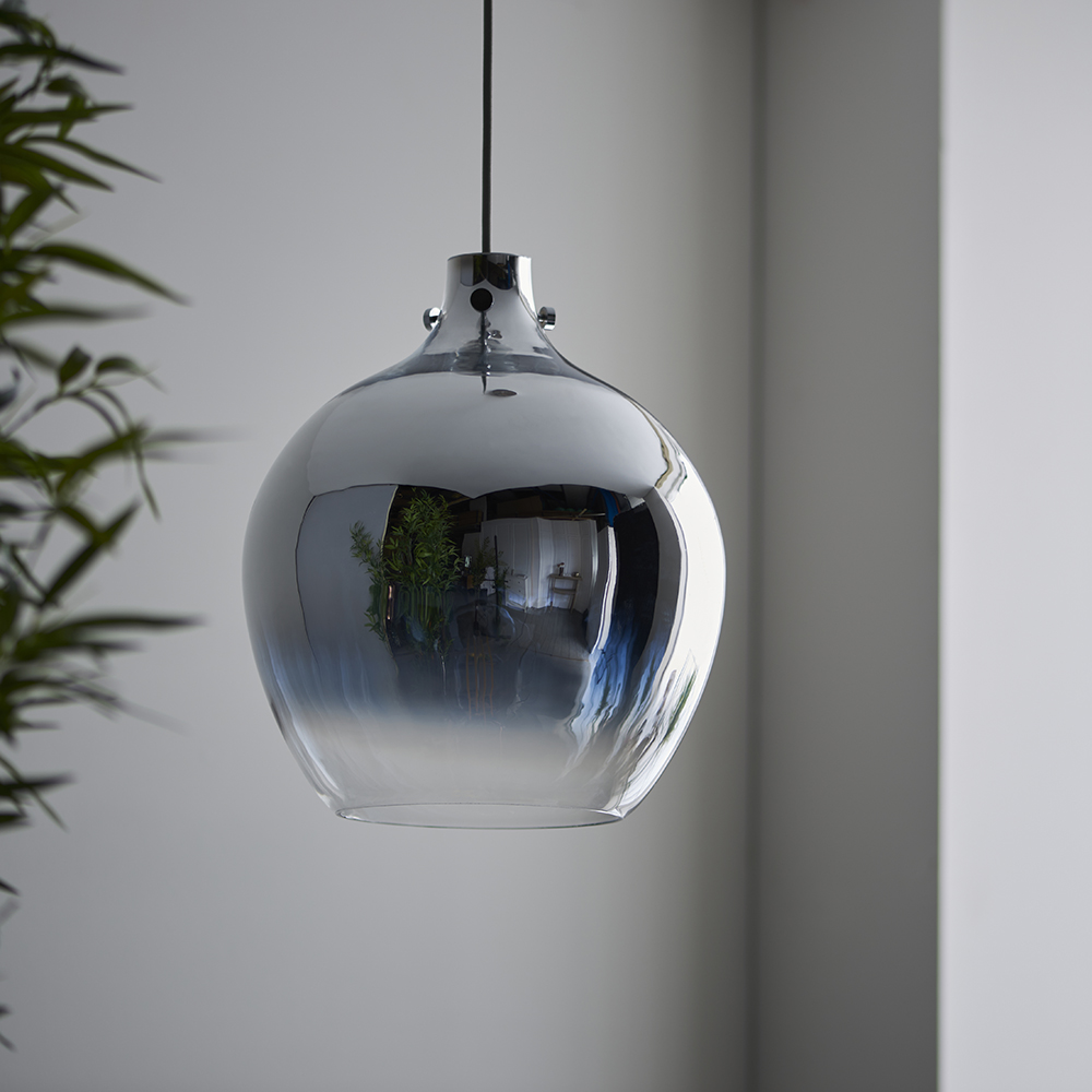 Pampa Glass Pendant Ceiling Light In Chrome
