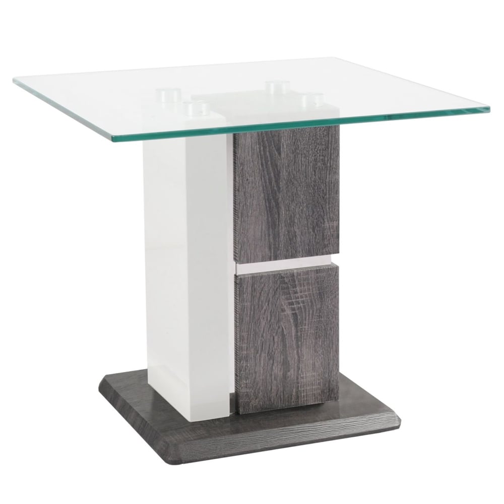 Pamplona Glass End Table With Dark Grey Wooden Base