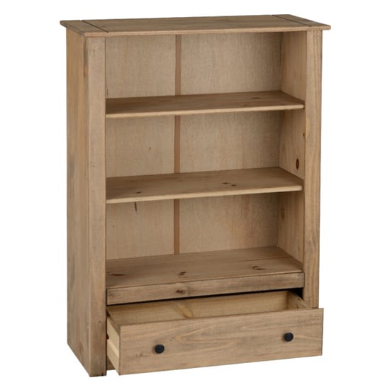 Prinsburg Wooden 1 Drawer Bookcase In Natural Wax_2