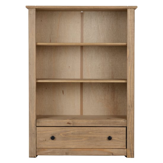 Prinsburg Wooden 1 Drawer Bookcase In Natural Wax_3