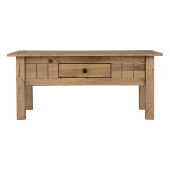 Pavia Wooden Coffee Table With 1 Drawer In Natural Wax