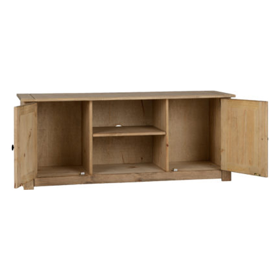 Pavia Wooden TV Stand With 2 Doors In Natural Wax