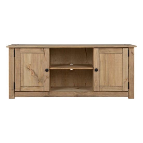 Pavia Wooden TV Stand With 2 Doors In Natural Wax