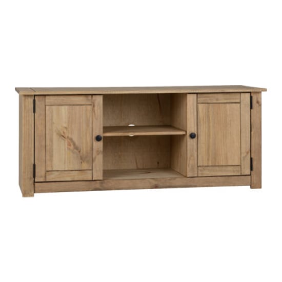 Product photograph of Prinsburg Wooden 2 Doors 1 Shelf Tv Stand In Natural Wax from Furniture in Fashion