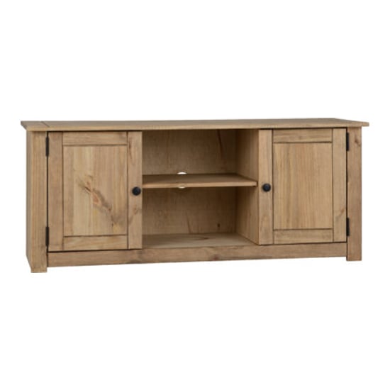 Read more about Pavia wooden tv stand with 2 doors in natural wax