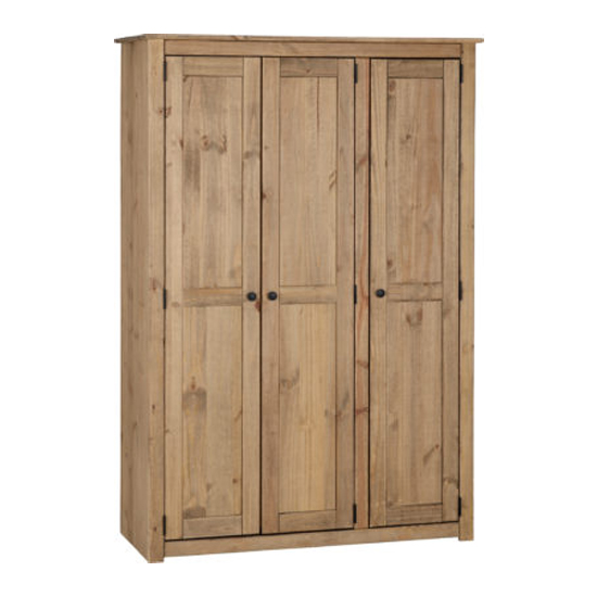 Photo of Prinsburg wooden 3 doors wardrobe in natural wax