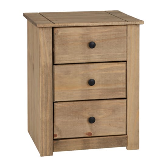 Product photograph of Prinsburg Wooden 3 Drawers Bedside Cabinet In Natural Wax from Furniture in Fashion