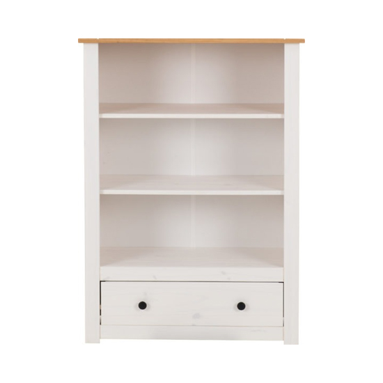 Pavia Bookcase With 1 Drawer In White And Natural Wax