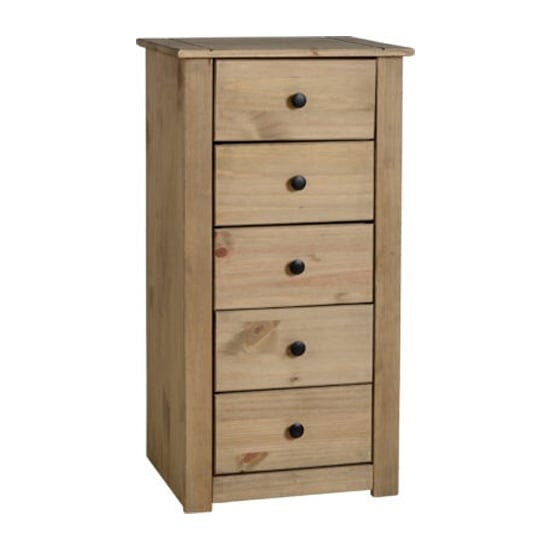 Prinsburg Wooden Chest Of 5 Drawers In Natural Wax