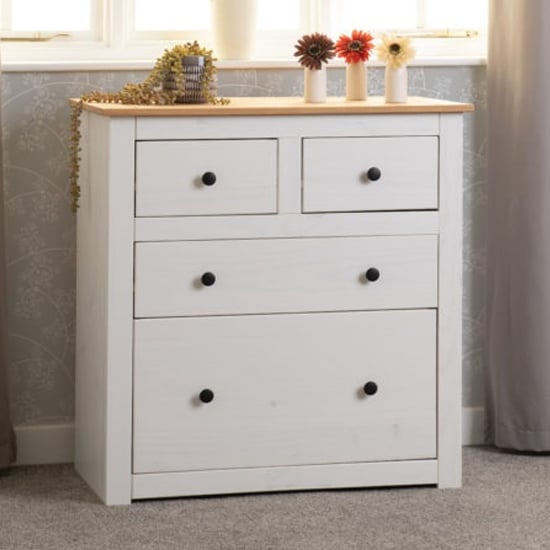 Product photograph of Pavia Chest Of Drawers In White And Natural Wax from Furniture in Fashion